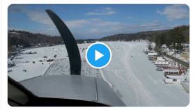 美國東北的新罕布什爾州有座湖泊的湖面冰凍厚度現在已達降落標準，可供作跑道使用。(twitter)