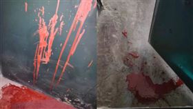 女子吃完被送錯外賣後　家門遭潑紅漆▲。（圖／翻攝自澎湃新聞）