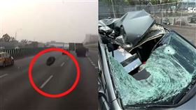 1家4口出遊遭巨輪天砸！PTT氣炸：大車驗車都隨便驗？（組合圖／翻攝畫面）