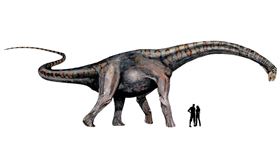 科學家指出，2014年在阿根廷出土的蜥腳類恐龍化石，可能是歷次泰坦巨龍化石裡最古老的一隻。圖為蜥腳類恐龍想像畫。（圖取自阿根廷國家科學及科技研究委員會網頁www.conicet.gov.ar）