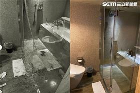 飯店浴室、玻璃爆裂（圖／翻攝畫面）