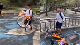 YouBike,Ubike,屁孩,跳床,輪胎(翻攝自 爆料公社)