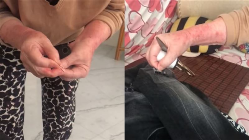 邊喊難看邊縫破褲！暖嬤讓乖孫秒崩潰