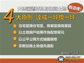大林蒲遷村私有住商土地如何一坪換一坪？高市府：四大原則 達成換地(圖/高雄市政府)