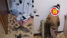 女兒,手印,崩潰,安靜.媽媽,墨汁,房間,牆壁,案發現場