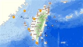 台灣外海,台灣本島,台灣地圖（圖／翻攝自中央氣象局）