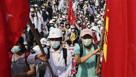 緬甸爆發示威，圖／美聯社／達志影像