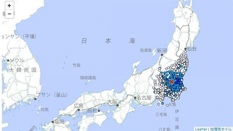 日本中部規模4.8地震　無海嘯警報