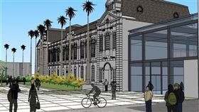 台中市政府重建台中州廳、台中刑務所官舍及周邊舊建築，打造歷史文化園區，預計民國111年底修復，完工後將重現古典歷史樣貌。圖為台中州廳示意圖。（台中市政府提供）中央社記者郝雪卿傳真　110年3月16日