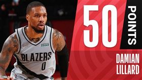 Damian Lillard攻下個人賽季新高50分。（圖／翻攝自NBA官方推特）