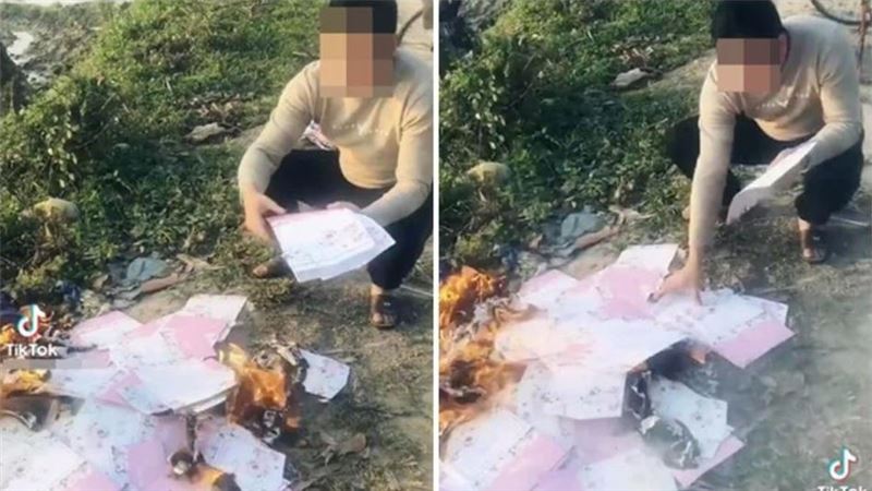 新娘懷孕他卻哭了　蹲路邊狂燒這張紙