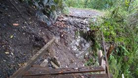 霞喀羅國家步道,落石,大雨,砸毀,封閉