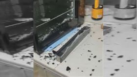大陸烤箱爆炸（圖／翻攝自微博Ｎ視頻）