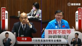 蘇貞昌 李德維 圖／翻攝自立法院議事轉播頻道