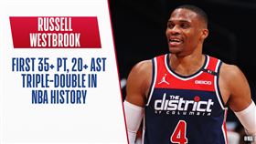 Russell Westbrook繳出史上首見的豪華數據。（圖／翻攝自NBA官方推特）