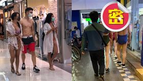 泳裝,辣妹,逛街,高衩,性感,男性,養眼,對比