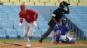 ▲大谷翔平安打被美技沒收。（圖／美聯社／達志影像）