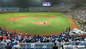 桃園棒球場中信兄弟和樂天桃猿球迷熱烈進場。（圖／記者王怡翔攝影）