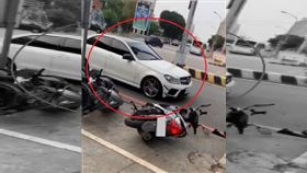 台中.酒駕,賓士,燒酒雞,騎士,公共危險罪（圖／翻攝記者爆料網）