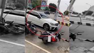 酒駕女開賓士撞飛騎士　當場溜好傻眼