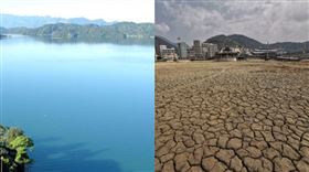 日月潭,泳渡,路跑,缺水,水位。(組合圖/記者唐家興攝影、羅大鈞授權提供)