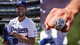 ▲柯蕭（Clayton Kershaw）展示世界大賽冠軍戒。（圖／翻攝自道奇推特）