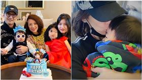 章子怡,汪峰,兒子,出差,雙下巴(圖/翻攝自章子怡微博