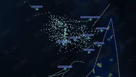 中國智庫、北京大學海洋研究院「南海戰略態勢感知」（SCSPI）推特發布衛星照片及相關訊息指出，美軍羅斯福號航艦打擊群12日在巴士海峽海域展開海空聯合操演。（圖／翻攝SCSP推特）