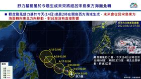 國家災害防救科技中心稍早製作了一張舒力基颱風清楚的未來路徑趨勢圖（圖／截自國家災害防救科技中心官方LINE）