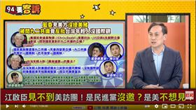 國民黨台北市議員葉元之在《94要客訴》表示，美方訪台團沒見江啟臣，行程是美方主導，跟民進黨政府與外交部沒關係