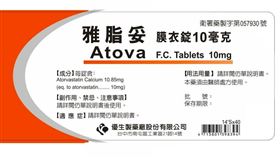「雅脂妥膜衣錠10毫克」使用的原料藥，出現不純物超標情形，決定預防性自主回收效期內約200萬顆藥品。（圖／食藥署提供）