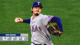 ▲有原航平5.2局僅挨2安，奪下2連勝。（圖／翻攝自遊騎兵推特）