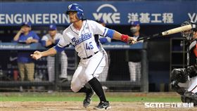 ▲富邦悍將二壘手葉竹軒高飛犧牲打，林哲瑄撲回本壘拿下球隊第4分。（圖／記者劉彥池攝影）