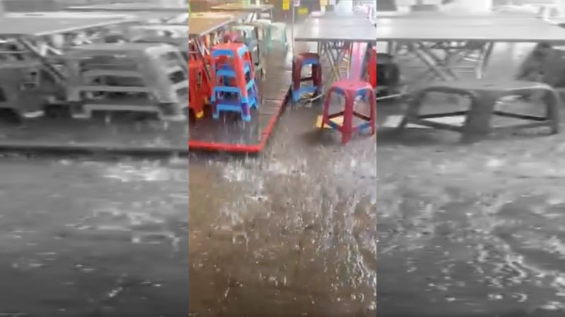 不只下雨還夾冰雹　清境農場暴雨狂下