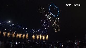 澎湖花火節登場　熊大莎莉搭煙火綻放