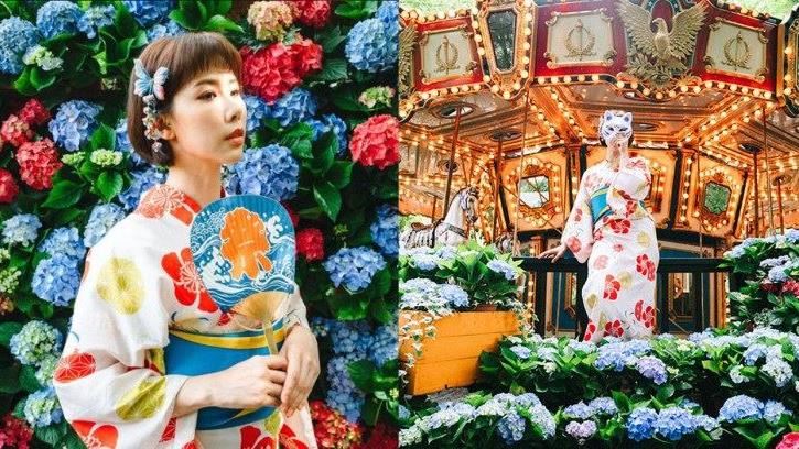 穿浴衣「免費賞繡球花」拍夢幻美照