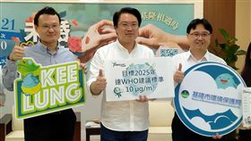 基隆改善空品有成 持續朝世衛組織標準邁進基隆市政府表示，依環保署空氣品質監測資料顯示，基隆市PM2.5年平均值109年下降到11.1微克/立方公尺，甚至低於美國標準12微克/立方公尺；市長林右昌（中）27日表示，下個階段將以世界衛生組織（WHO）建議值的10微克/立方公尺目標邁進。中央社記者王朝鈺攝  110年4月27日
