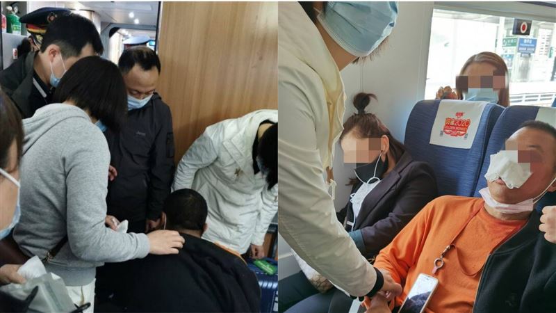 乘客狂噴鼻血　同車55醫護一擁而上