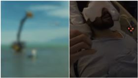 怪手停海上！玩命網紅示範「人肉鐘擺」　慘失控撞碎頭骨（圖／翻攝自Jeff Wittek YouTube）