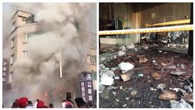 ▲雲林北港朝天宮媽祖出巡，聞名全台的梨炮也隆重登場，但大量的鞭炮引發火勢，使得一家服飾店發生火警，1幼童一度受困，所幸被救出。（圖／翻攝畫面）