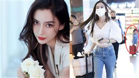 Angelababy被拍到跟助理還有兒子小海綿，為了趕上飛機在機場奔跑的場面。Angelababy微博超活