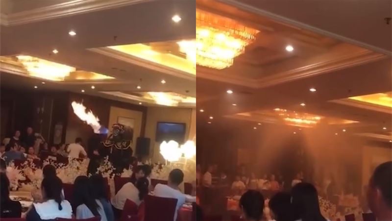 噴火表演凸槌！婚禮賓客嚇壞秒逃
