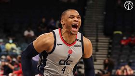 Russell Westbrook繳出個人生涯第180次大三元。（圖／翻攝自巫師官方推特）