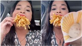 「世界最大嘴巴」能張10公分！麥當勞大薯一口氣全塞（圖／翻攝自TikTok＠samramsdell5）