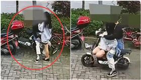 偷電動車不會騎！小情侶下秒糗了　「搞笑畫面」全被攝（圖／翻攝自三峽晚報）