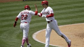 大谷翔平跑回分數。（圖／美聯社／達志影像)