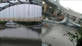 ▲紹杭台高速公路的杭甬運河上橋樑坍塌。（圖／翻攝自紹興市微博）
