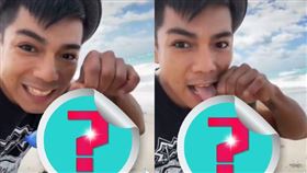 亞歷薩在海灘發現一隻擱淺的藍色透明水母，竟將它撿起舔了2口。（圖／翻攝自亞歷薩抖音）