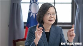 蔡英文在「哥本哈根民主高峰會」發表演說。（圖／總統府提供）