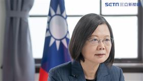 蔡英文在「哥本哈根民主高峰會」發表演說。（圖／總統府提供）